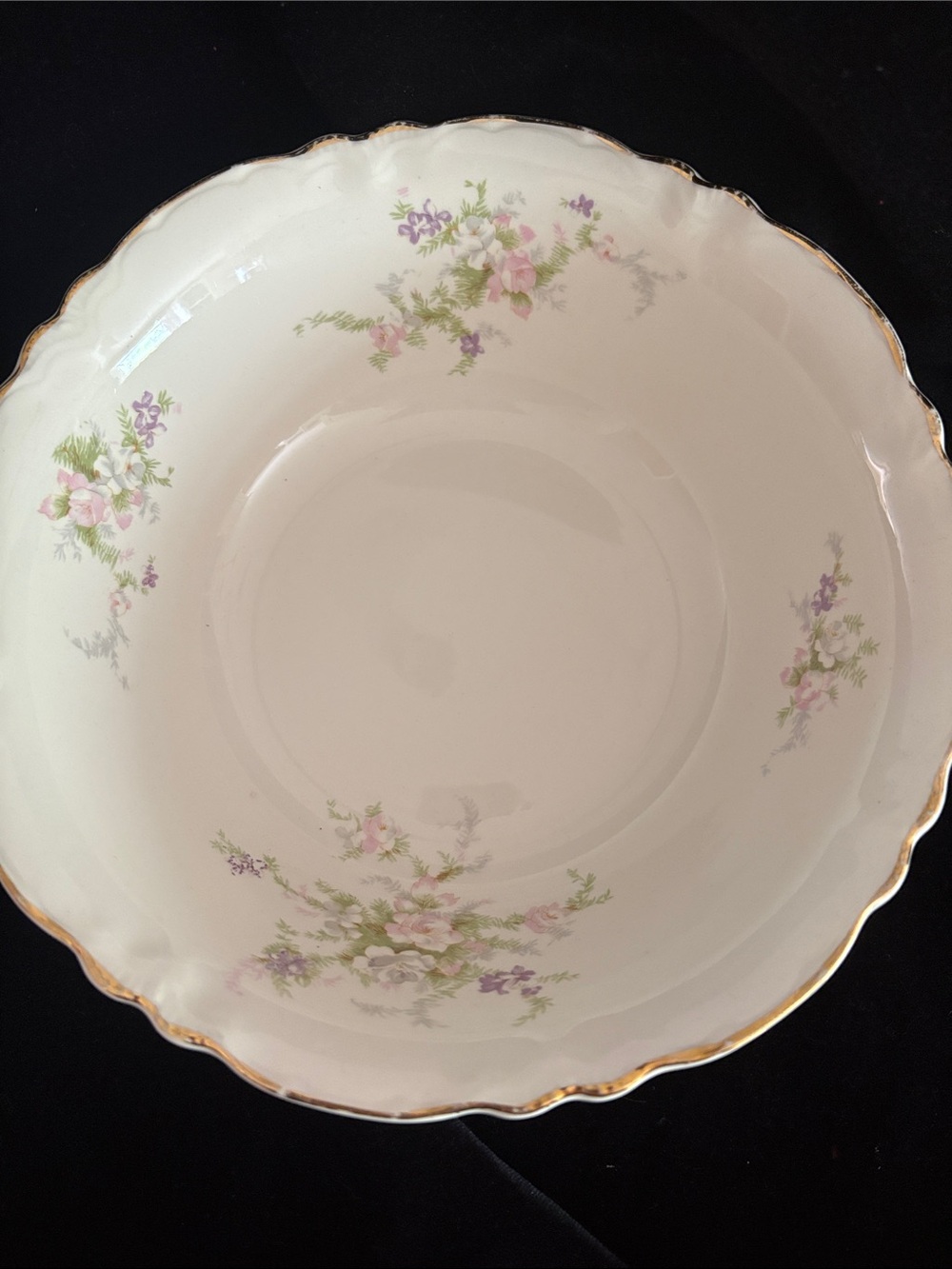 Vintage “Jean” by Homer Laughlin  8” Round Serving Bowl  Floral with Gold Trim